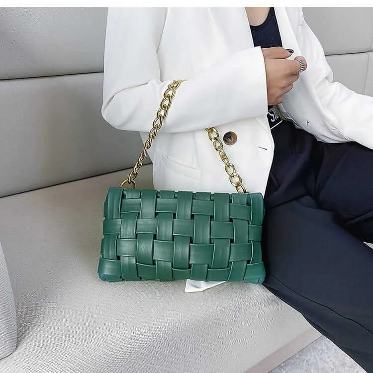Woven Eco-Leather Clutch