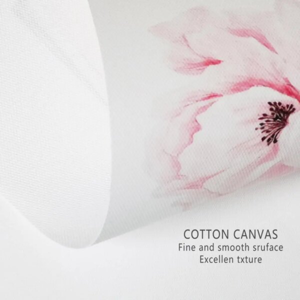 Cotton canvas with a pink floral print, showcasing Grace and a fine, smooth surface texture.